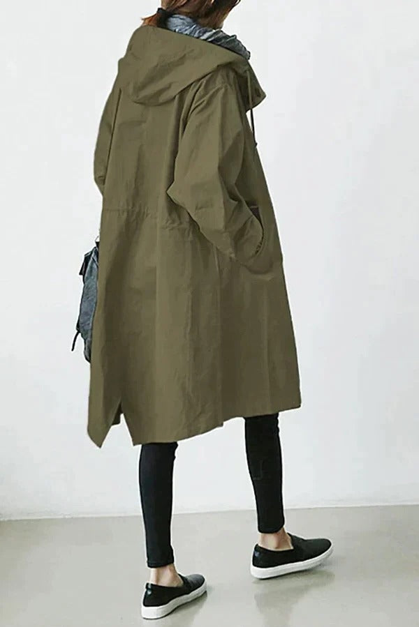 Sienna Women's Oversized Trench Coat - fabric and finish detail