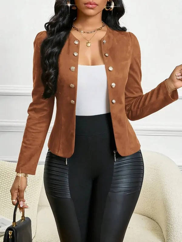 Greta Women's Suede Blazer - full-length view