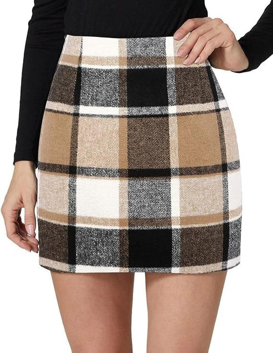Lena Women's Plaid Skirt - front view