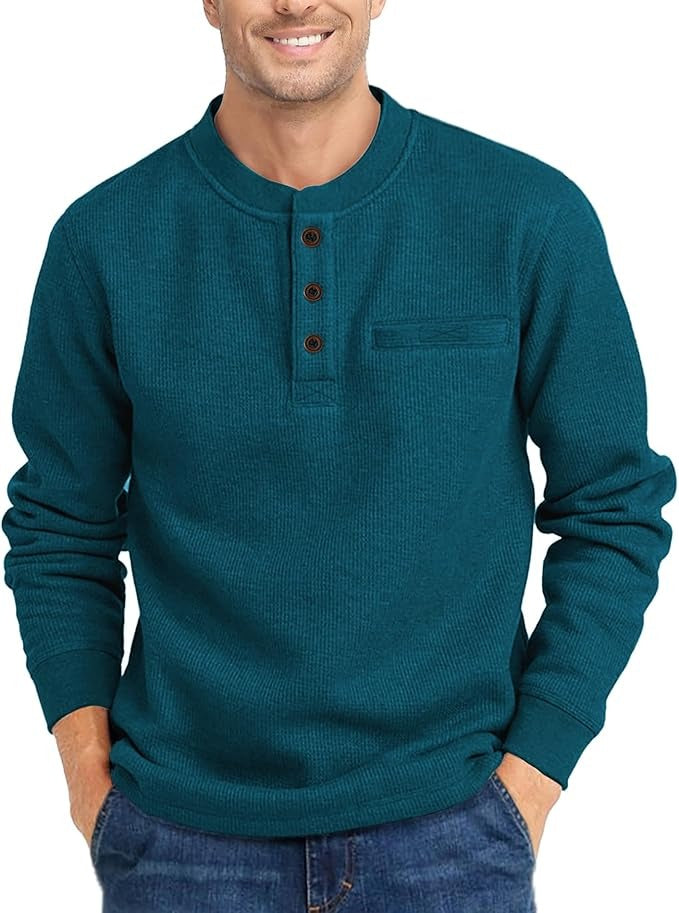 Gray Men's Sweater | Thermal, Pocket, Waffle