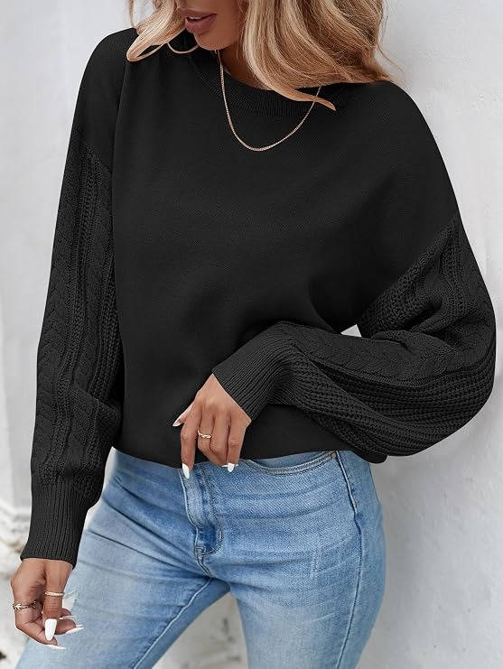 Opal Women's Oversized Sweater | Cable Knit, Chunky, Crew Neck