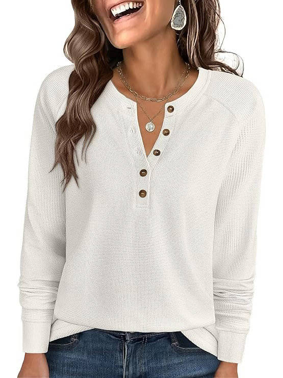 Zadie Women's Blouse | Waffle, Knit, V-neck
