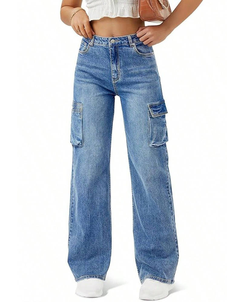 Vienna Women's Wide Leg Cargo Pants - front view