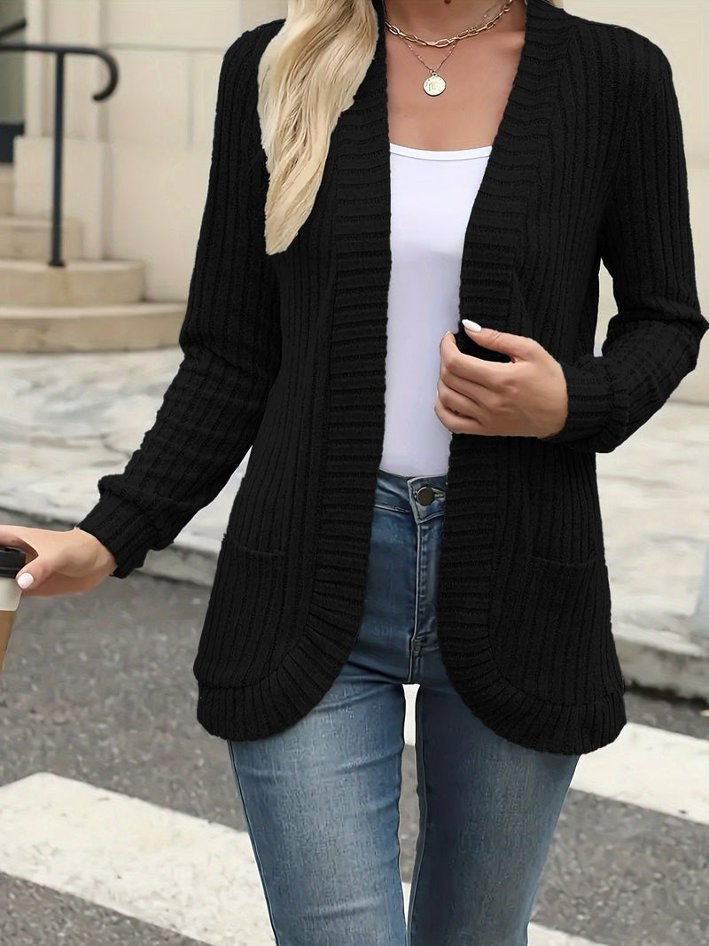 Elena Women's Cardigan | Open Front, Knit, Long Sleeve