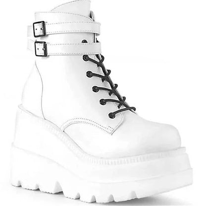 Clara Women's Platform Combat Boots - close-up detail