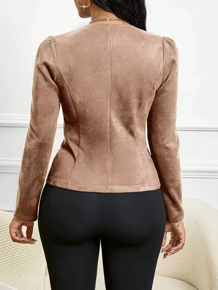 Greta Women's Suede Blazer - styled view
