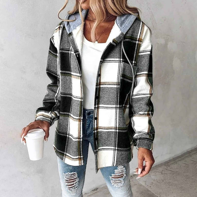 Dahlia Women's Plaid Jacket - styled view