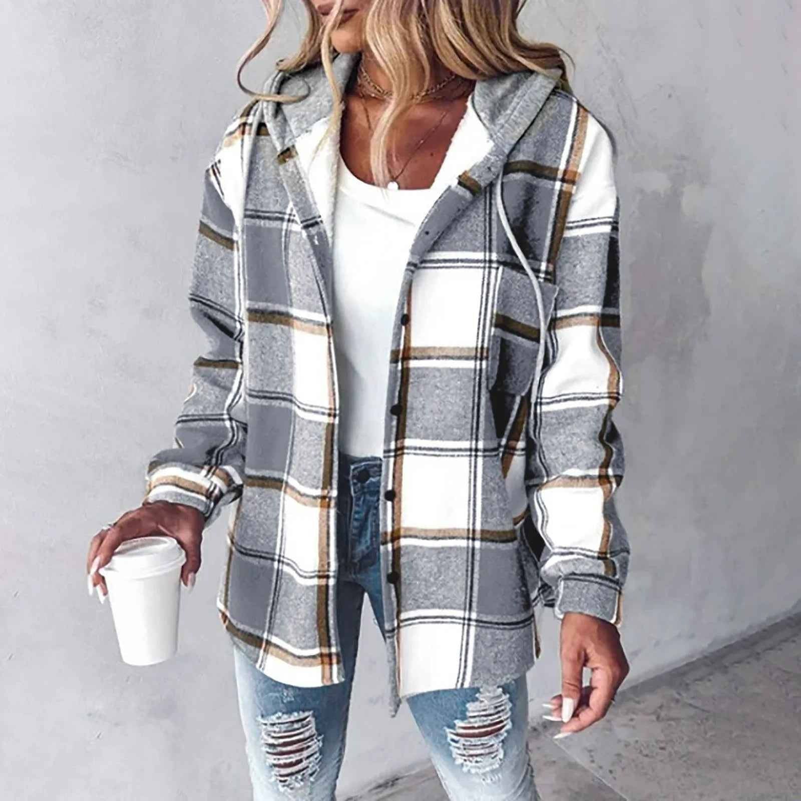 Dahlia Women's Plaid Jacket - back view