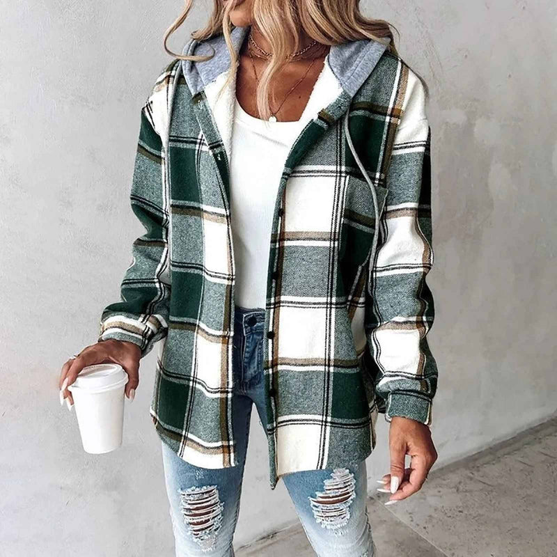 Dahlia Women's Plaid Jacket - fabric and finish detail