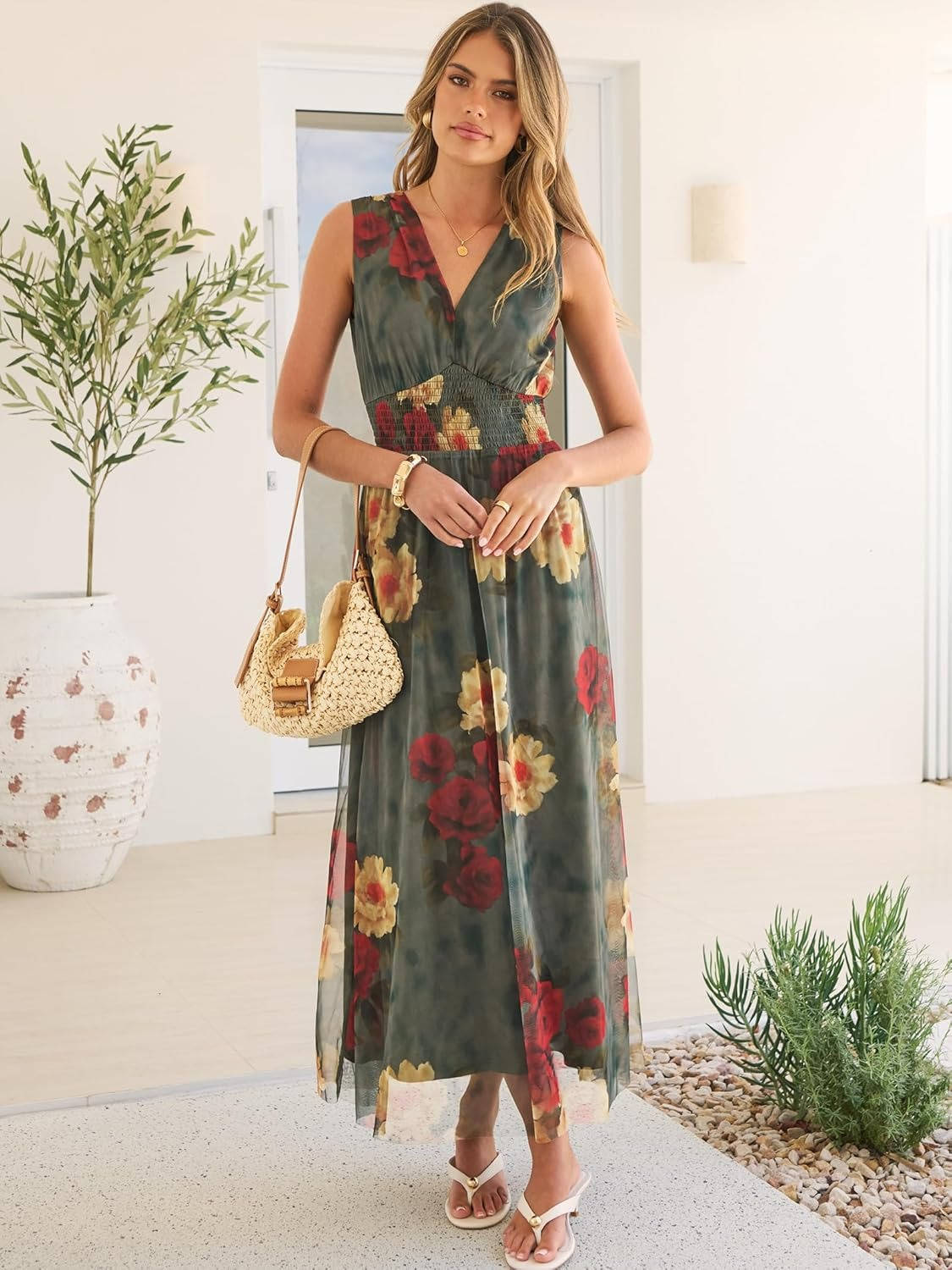 Nadia Women's Floral Maxi Dress - front view