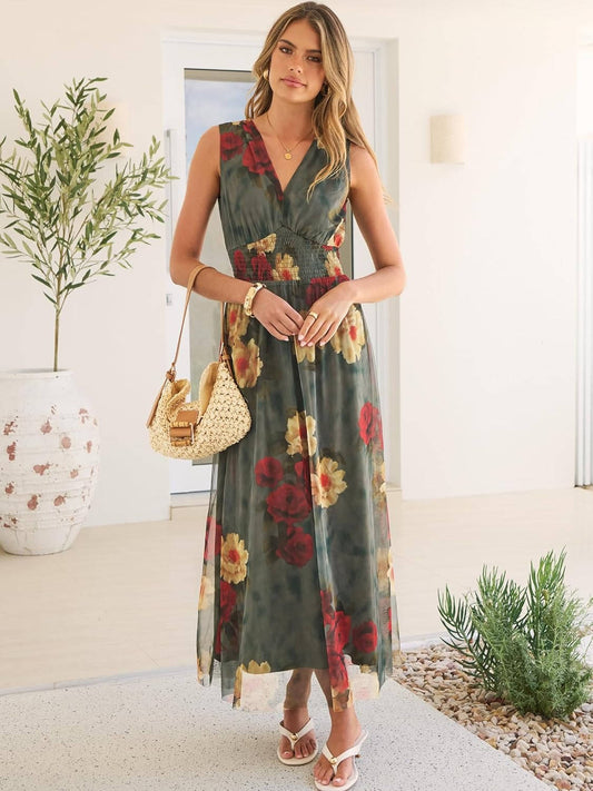 Nadia Women's Floral Maxi Dress - front view