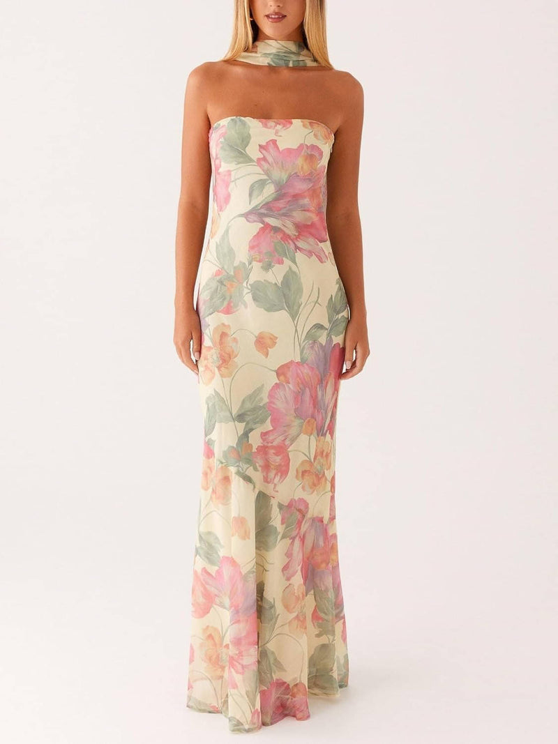 Sable Women's Floral Maxi Dress | Mesh, Strapless