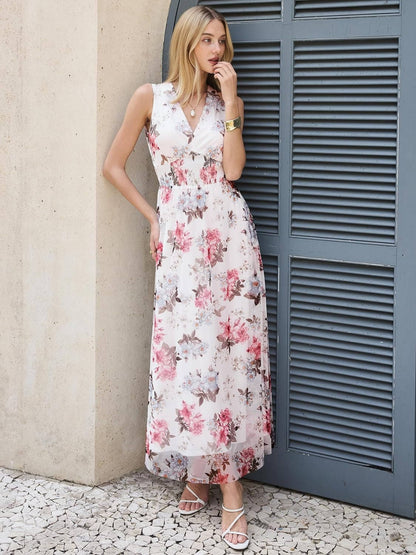 Nadia Women's Floral Maxi Dress - fabric and finish detail