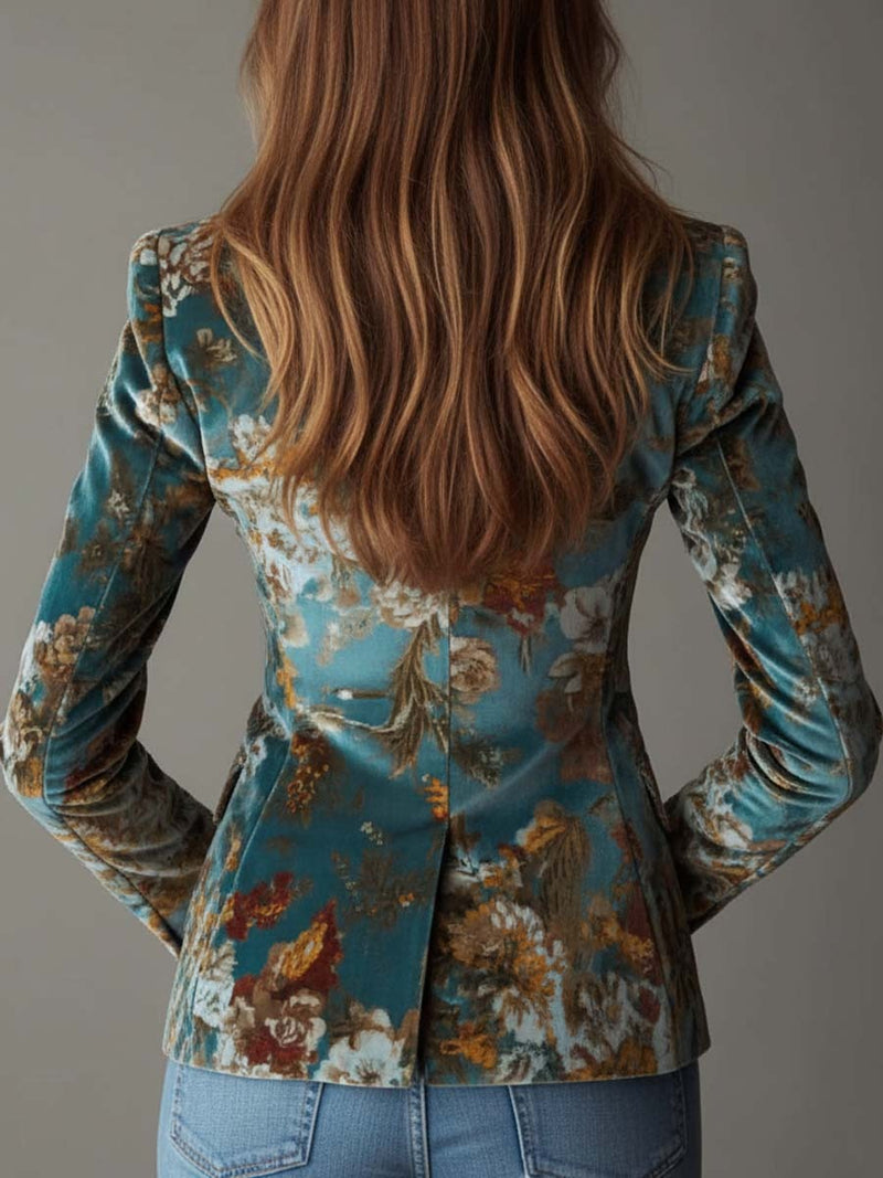 Nadia Women's Floral Blazer - fabric and finish detail