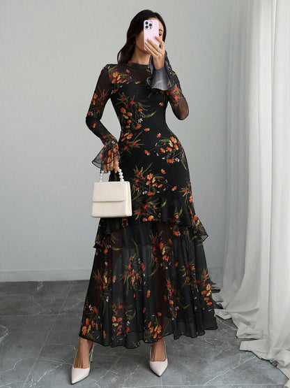Ines Women's Ruffled Maxi Dress - back view