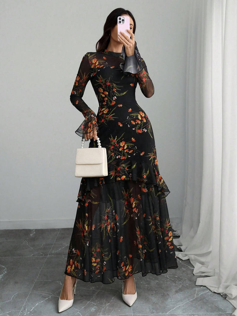 Ines Women's Ruffled Maxi Dress - back view