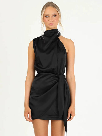 Maya Women's Satin Mini Dress - shown in use