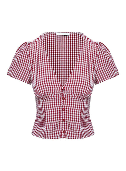 Clara Women's Plaid Blouse - flat lay