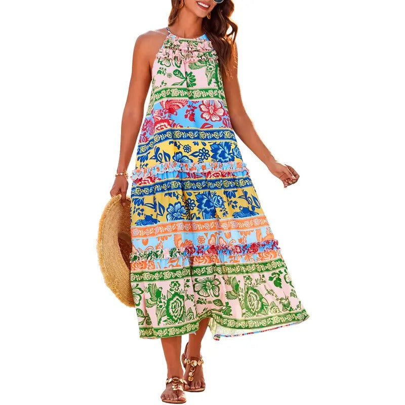 Liana Women's Floral Maxi Dress | Boho, Smocked, Tiered