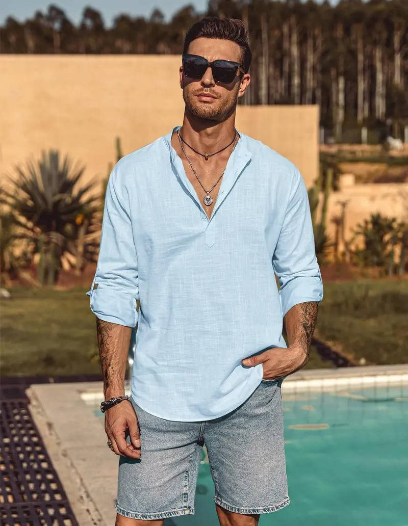 Hollis Men's Linen Shirt - front view