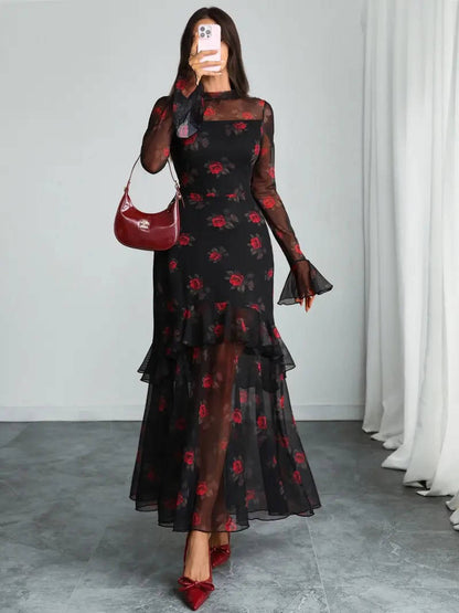 Ines Women's Ruffled Maxi Dress - styled view