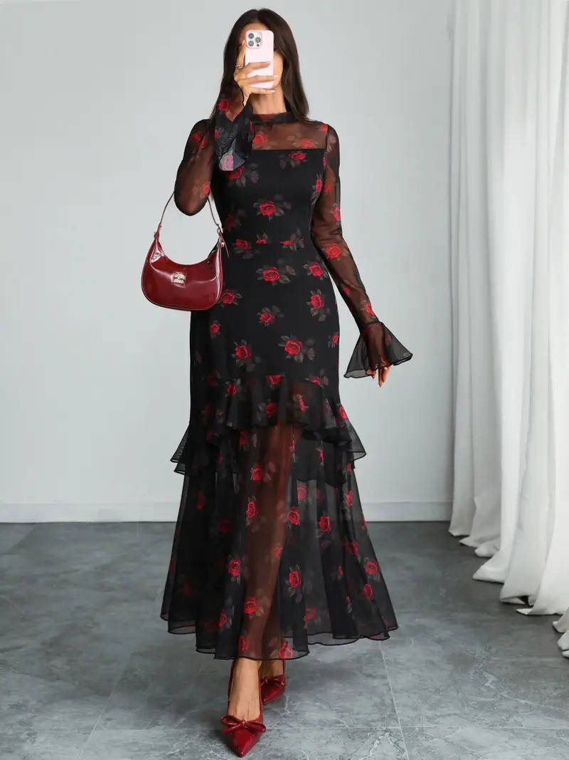 Ines Women's Ruffled Maxi Dress - styled view