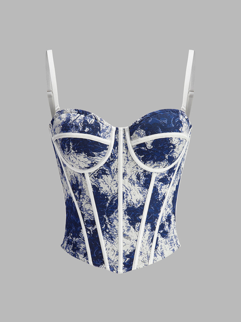 Nadia Women's Printed Corset Top | Slim Fit, Colorblock, Sleeveless