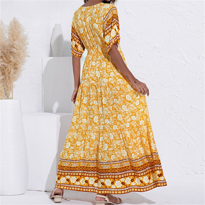 Rowan Women's Floral Maxi Dress | Bohemian, V-neck