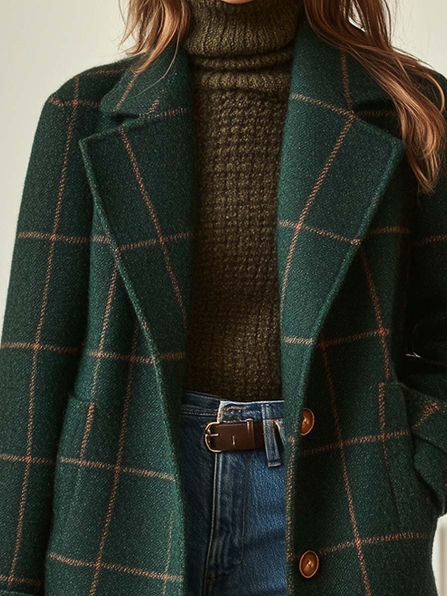 Winona Women's Plaid Coat - styled view