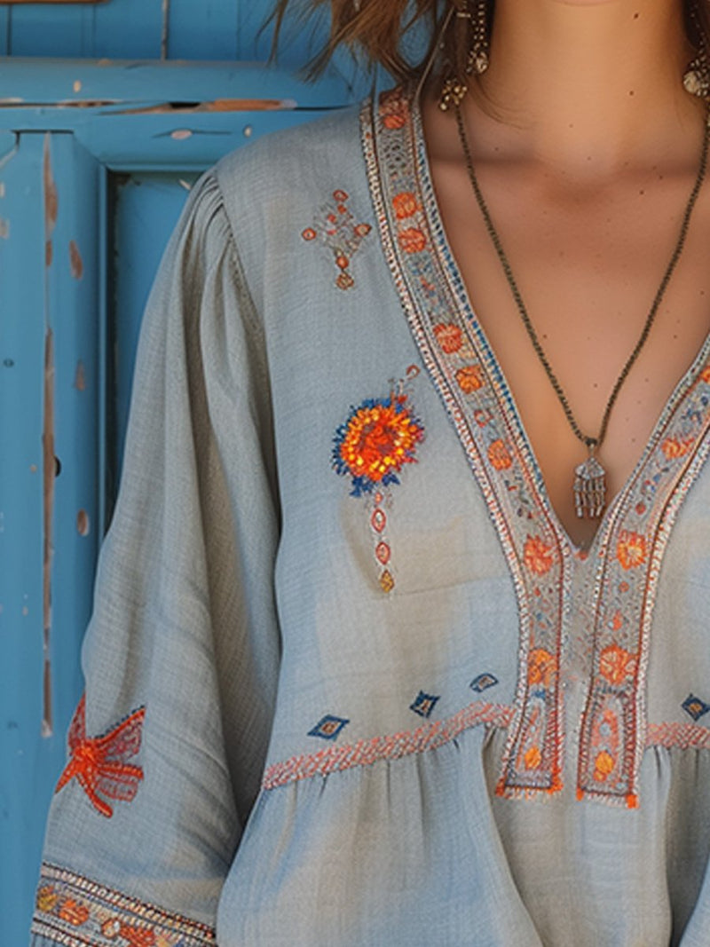Anaïs Women's Blouse - fabric and finish detail