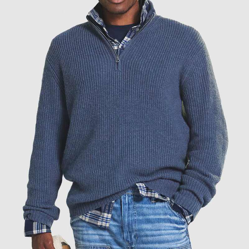 Elias Men's Sweater - fabric and finish detail