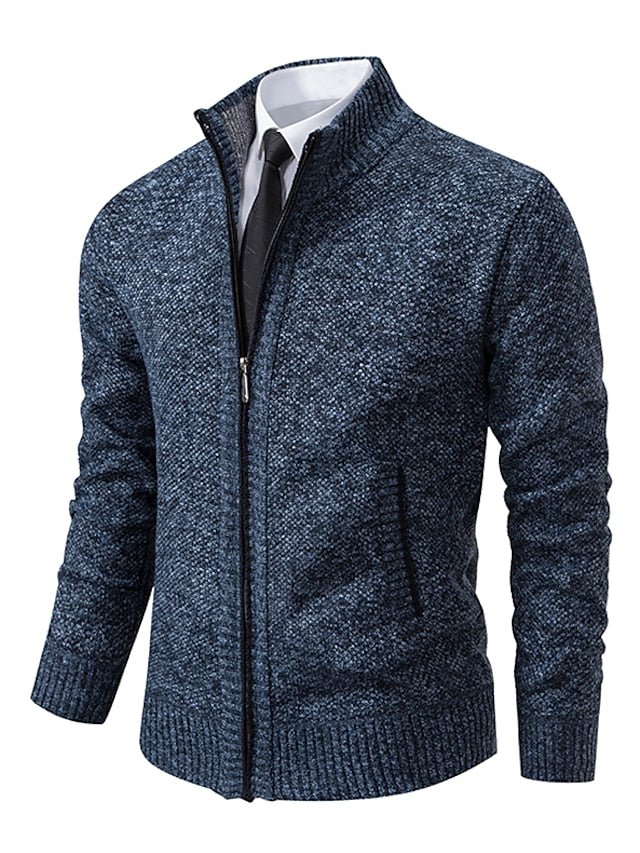 Nolan Men's Ribbed Knit Cardigan - styled view