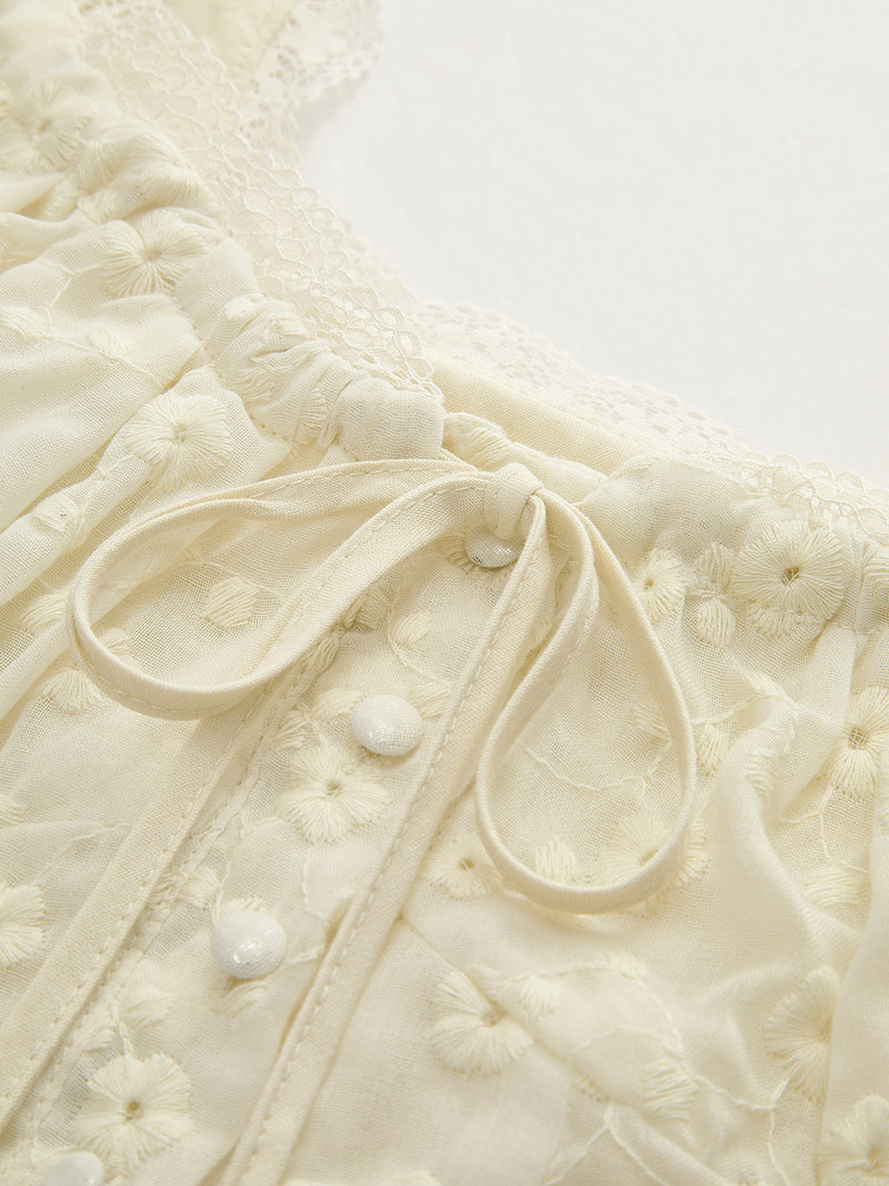 Uma Women's Floral Top - fabric and finish detail