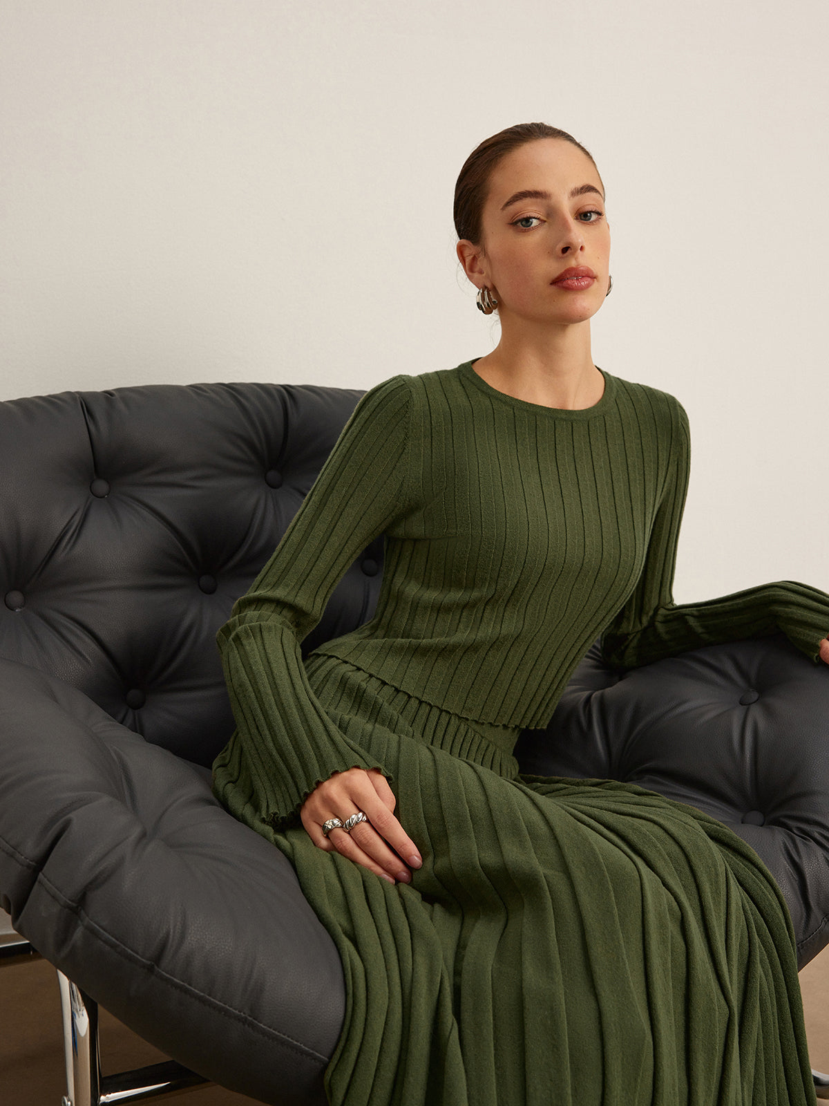 Nadia Women's Pleated Sweater - styled view