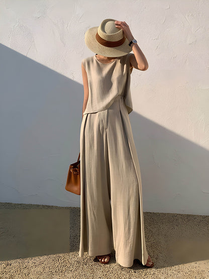 Greta Women's Linen Trousers - full-length view
