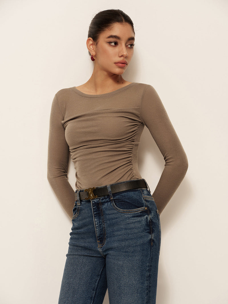 Delphine Women's Pleated T-shirt - styled view