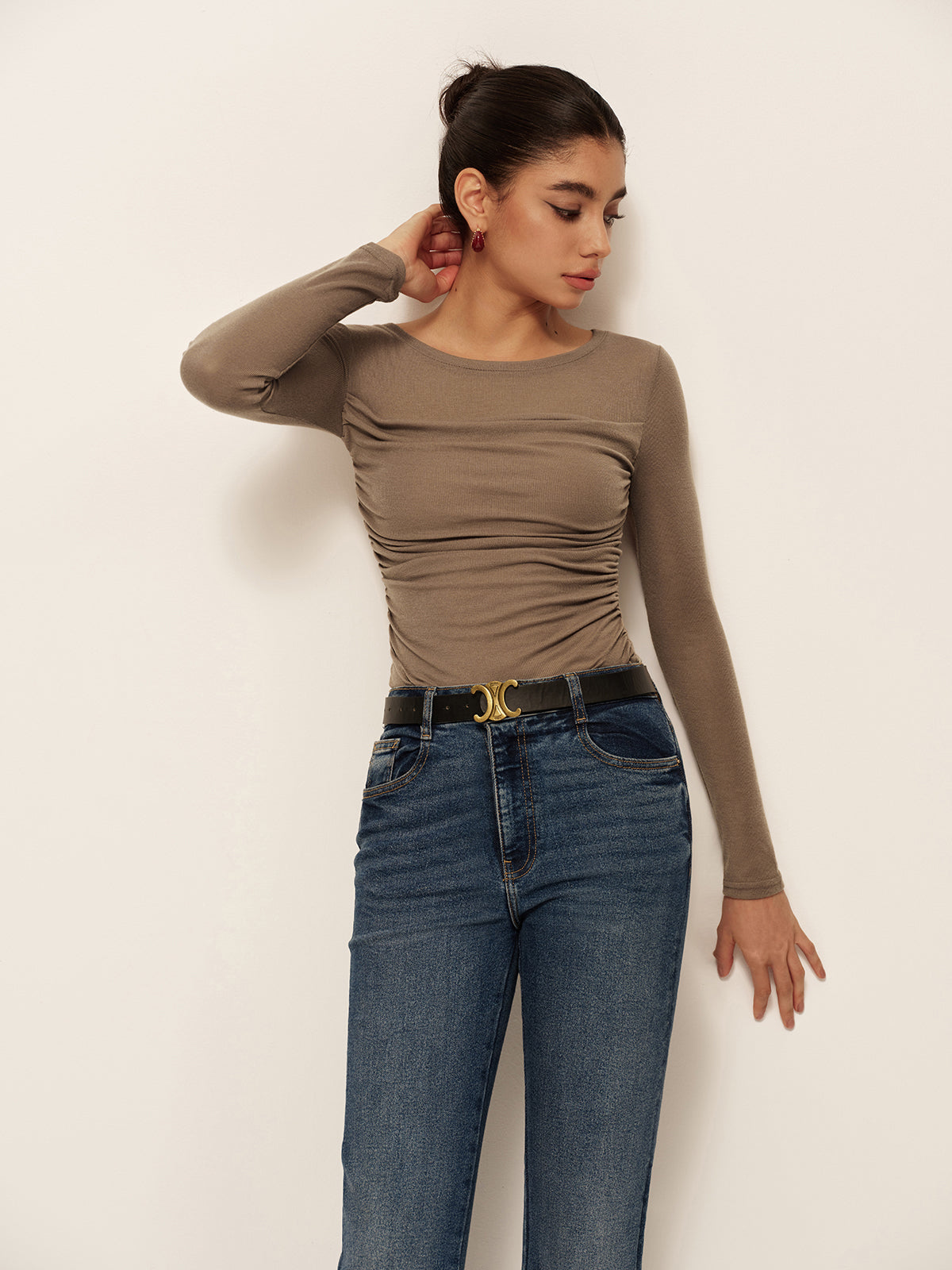Delphine Women's Pleated T-shirt - back view