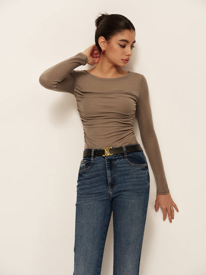 Delphine Women's Pleated T-shirt - back view