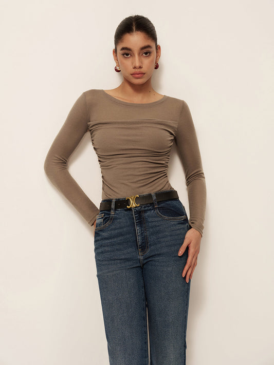 Delphine Women's Pleated T-shirt - front view