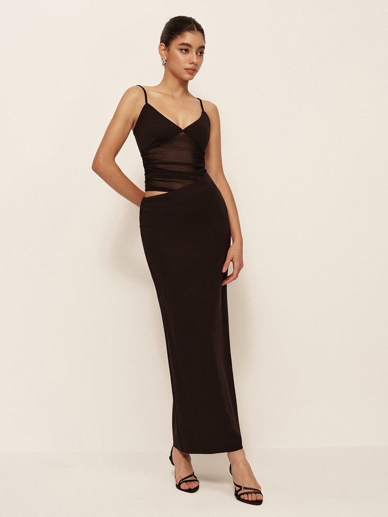 Esme Women's Asymmetric Dress | Slim Fit, Ruched, Mesh