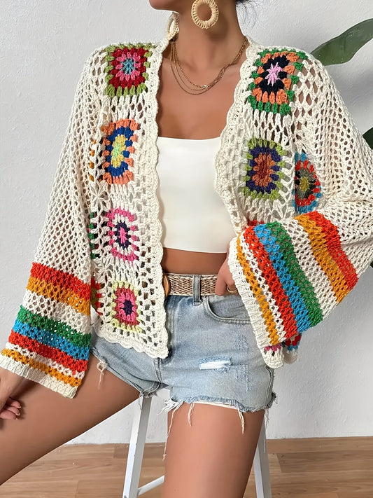Elena Women's Crochet Cardigan - front view