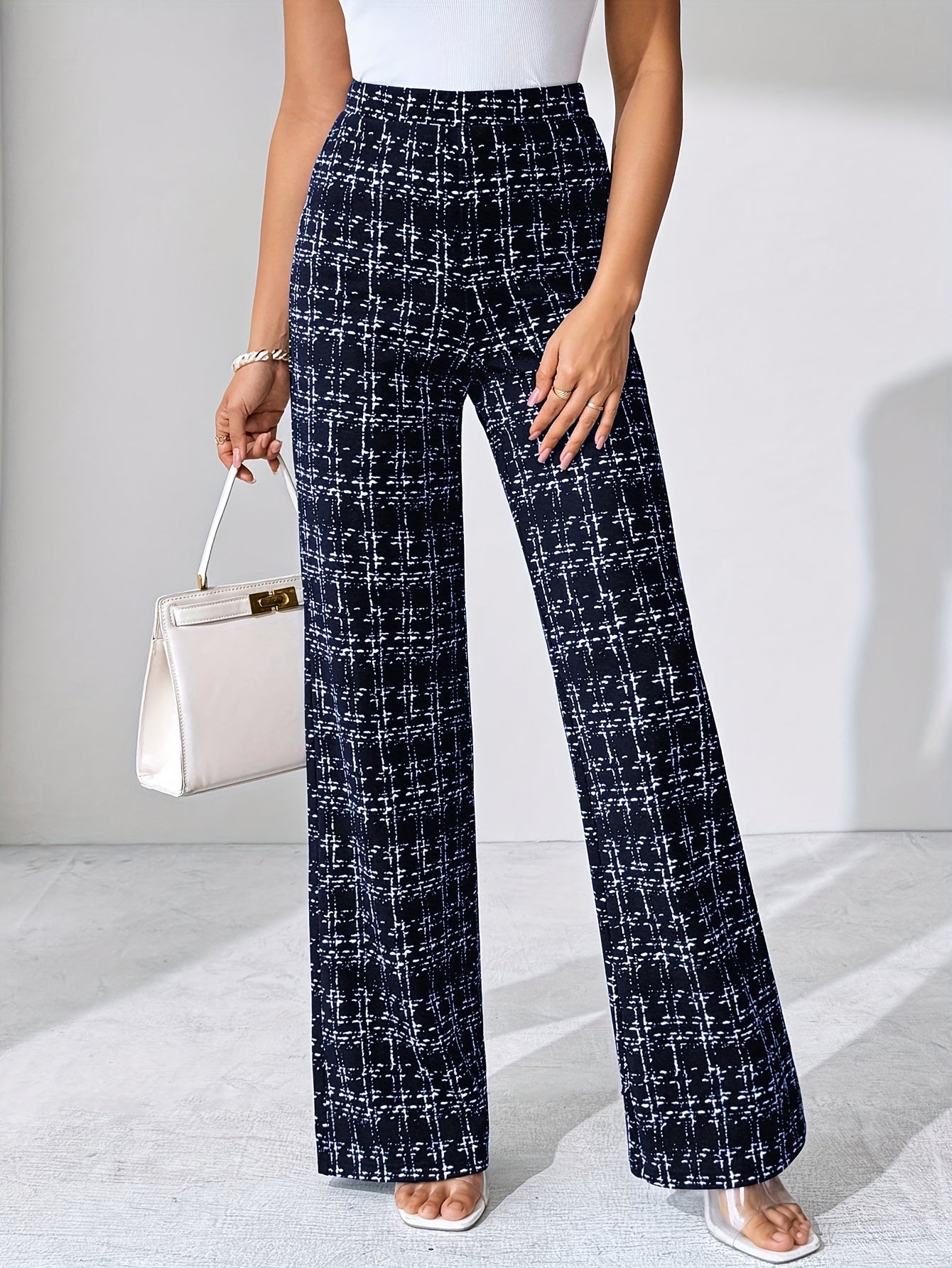 Nadia Women's Plaid Flare Pant - shown in use