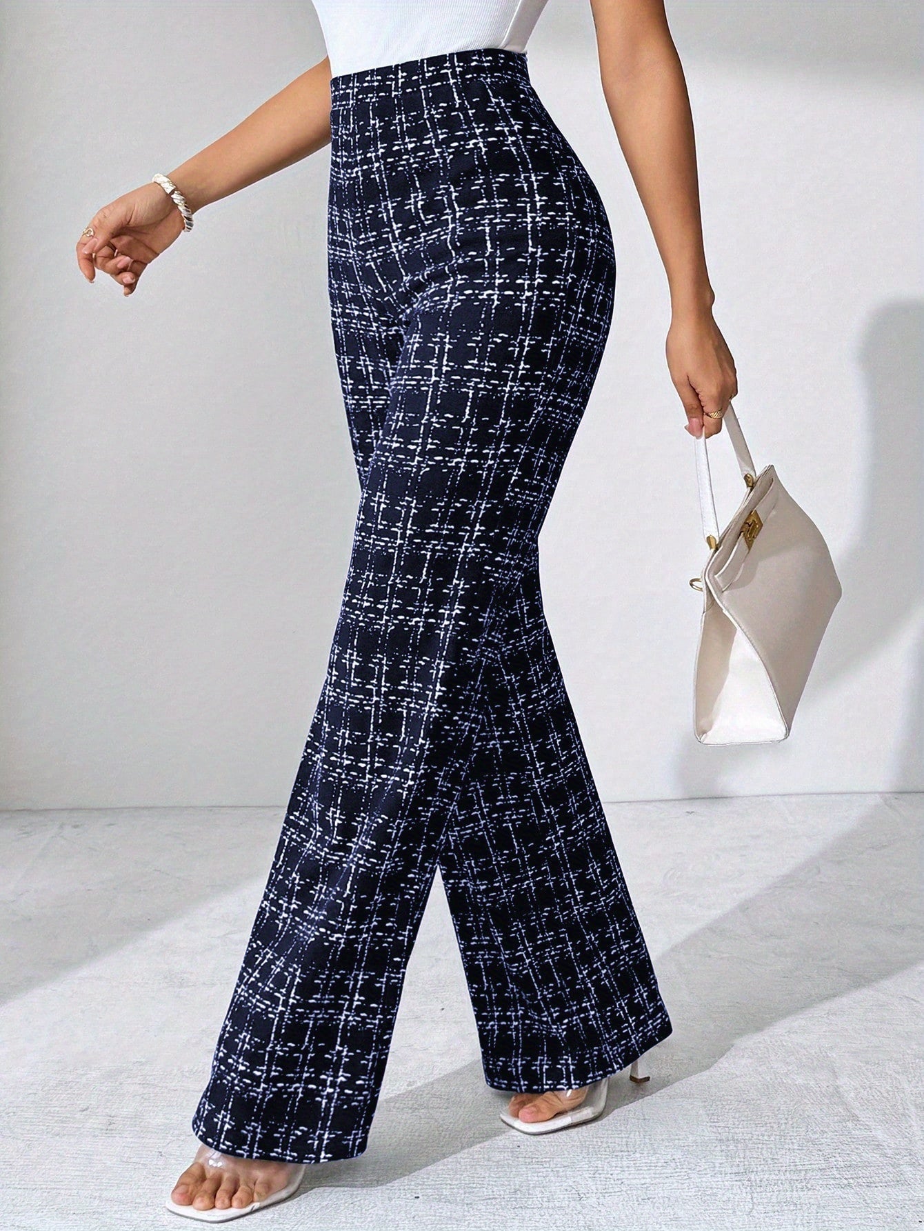 Nadia Women's Plaid Flare Pant - close-up detail