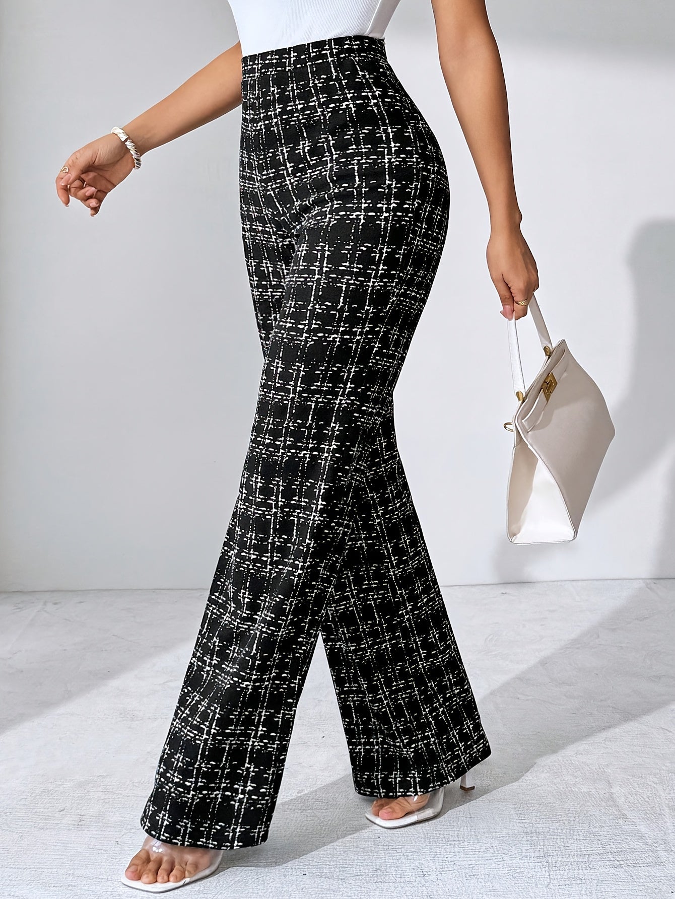 Nadia Women's Plaid Flare Pant - front view