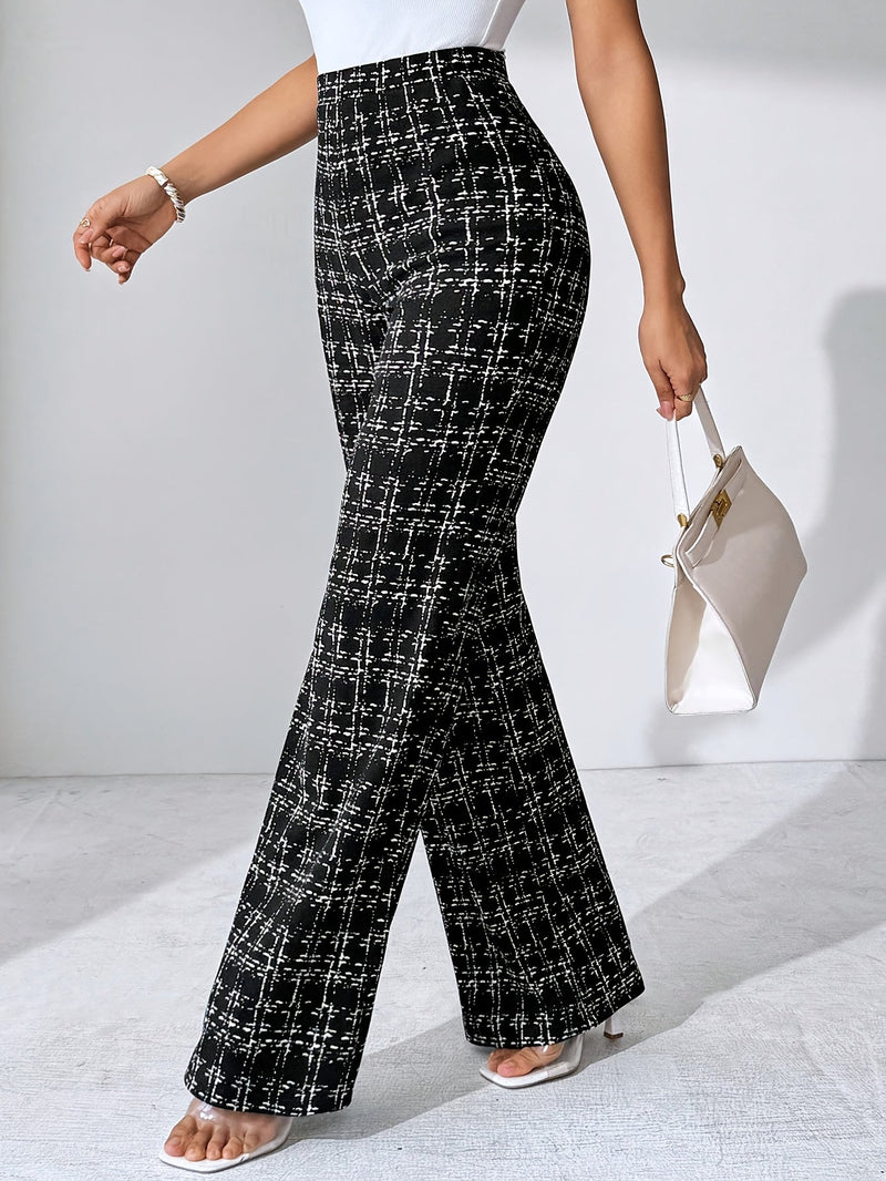 Nadia Women's Plaid Flare Pant - front view