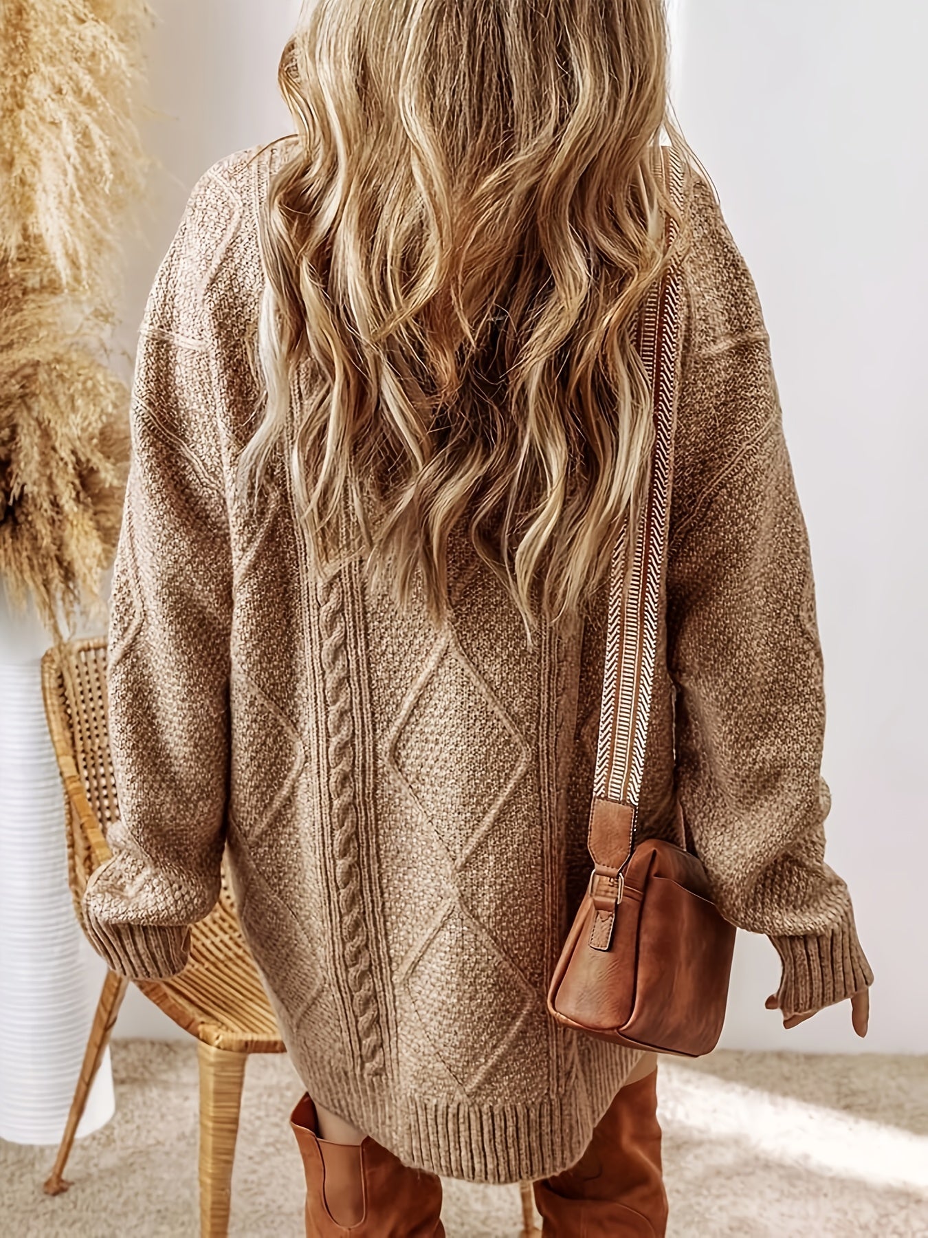 Violette Women's Cable Knit Sweater - styled view
