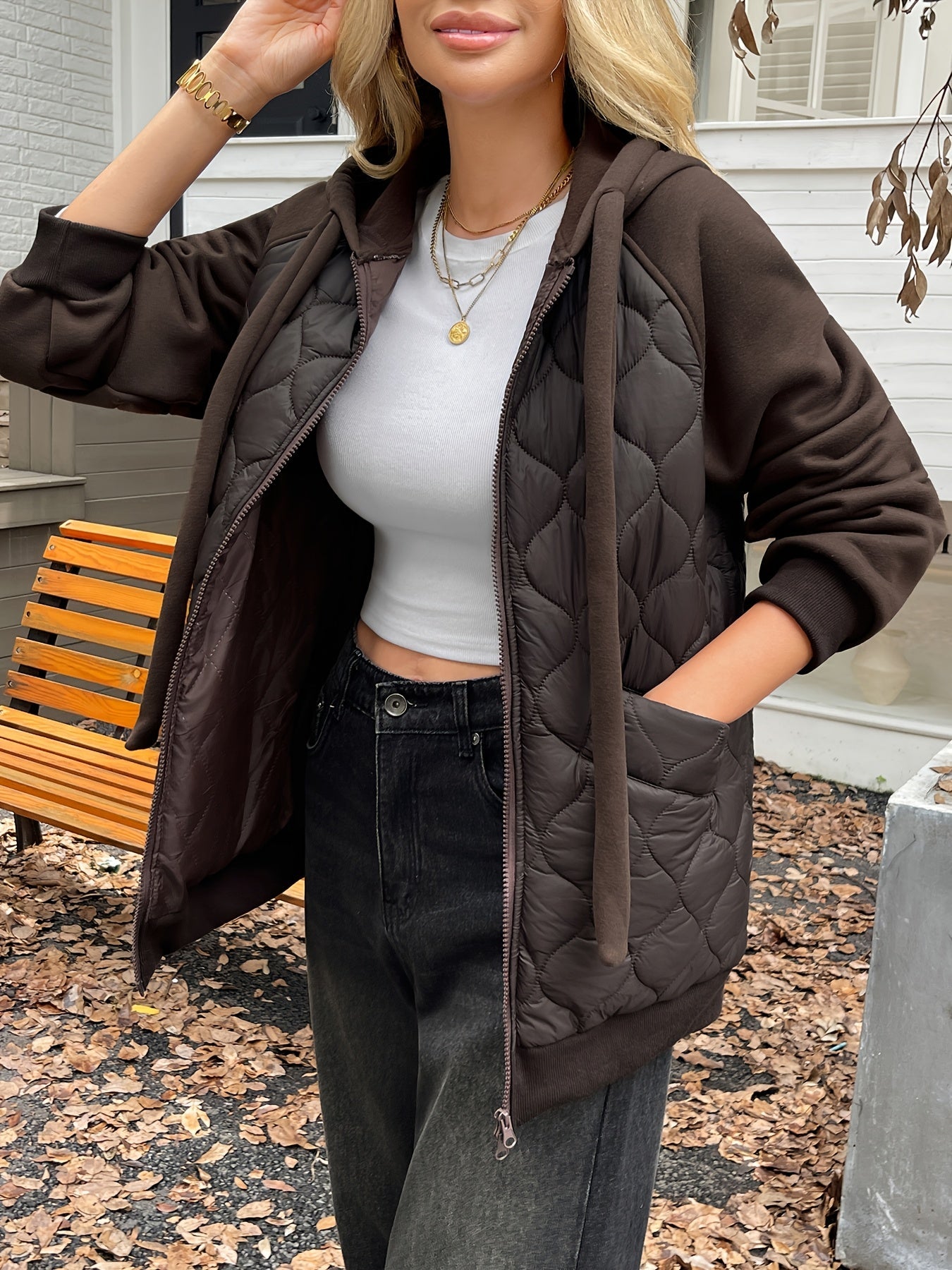 Mabel Women's Quilted Hoodie - back view