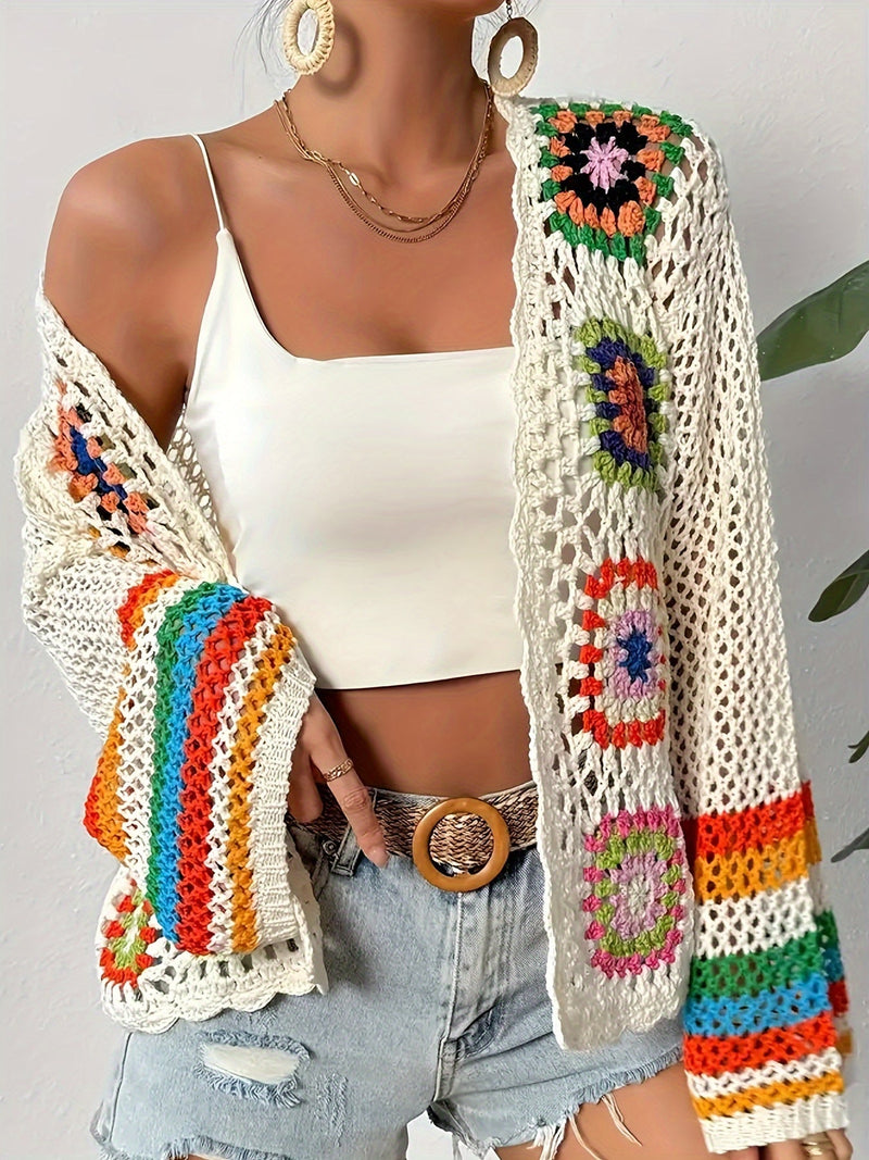 Elena Women's Crochet Cardigan - fabric and finish detail