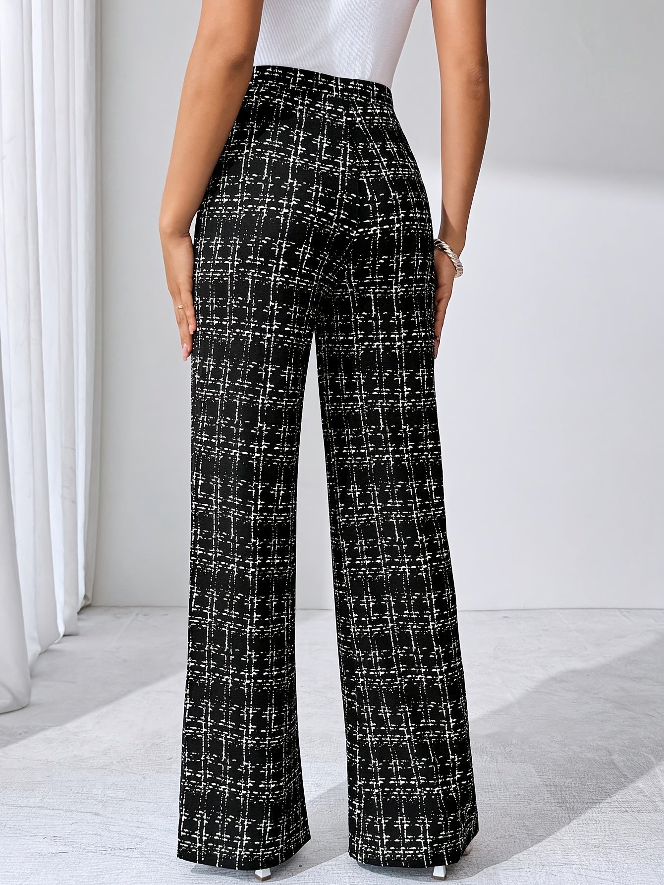 Nadia Women's Plaid Flare Pant - styled view