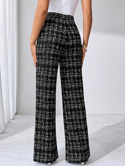 Nadia Women's Plaid Flare Pant - styled view